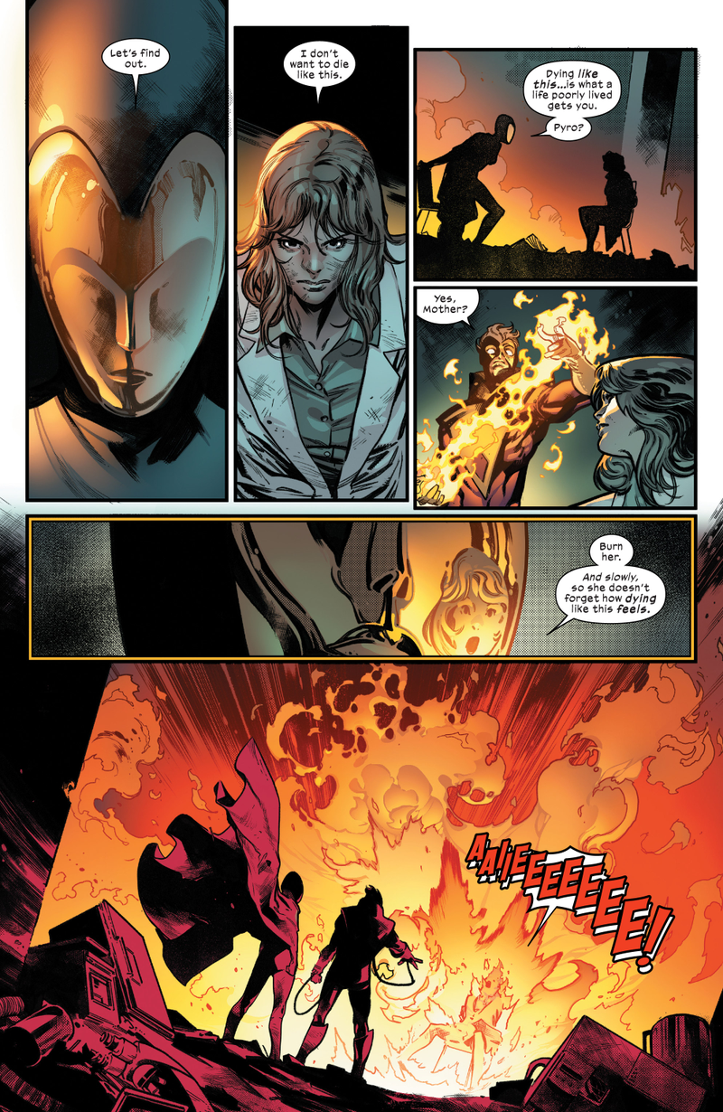 Destiny teaching Moira a lesson by burning her alive.